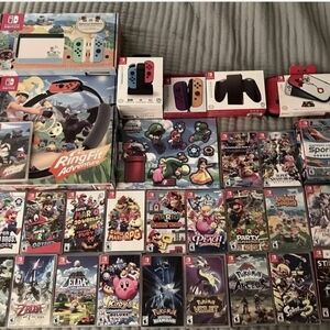 Nintendo Switch Game Collection with Joy-Con Controllers - Red, Blue, Purple